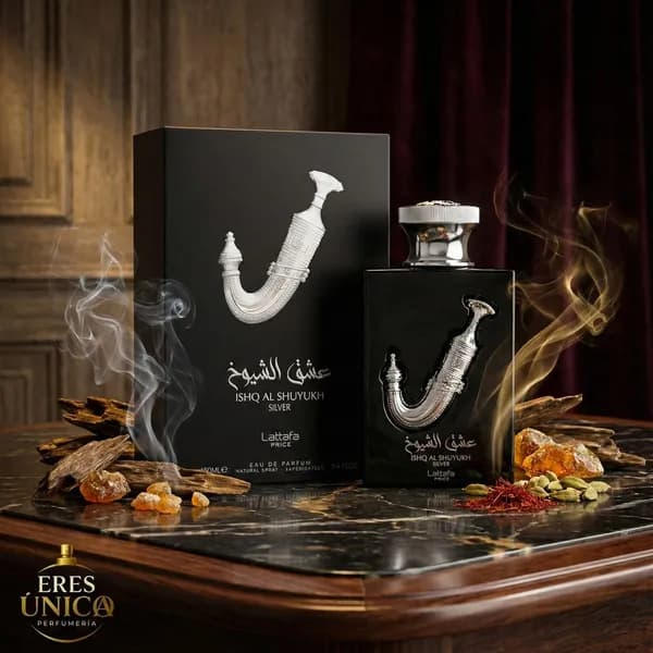 ISHQ AL SHUYUKH SILVER de Lattafa - Perfume árabe Frutal Oriental Especiado