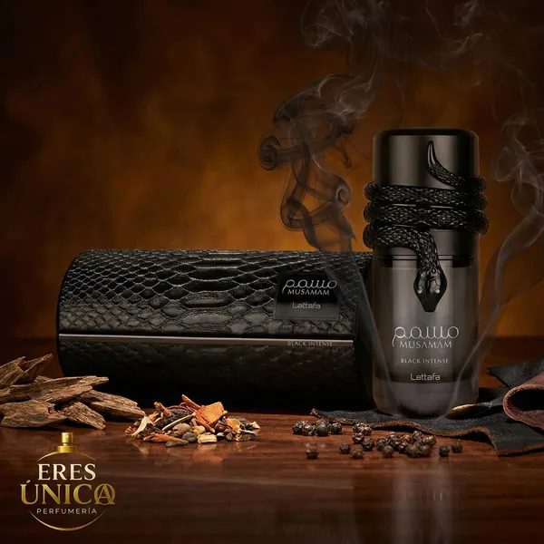 MUSAMAM BLACK INTENSE de Lattafa - Perfume hombre Oriental Amaderado / Especiado Oscuro árabe