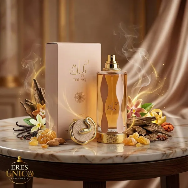 TERIAQ de Lattafa - Perfume unisex Oriental / Floral Amaderado árabe